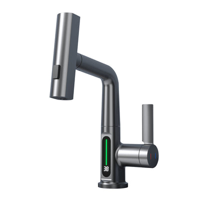 Robinet de lavabo extractible avec affichage numérique intelligent de la température et rotation