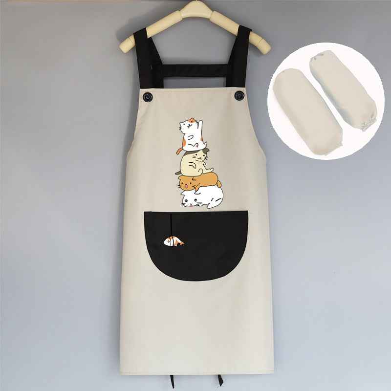 Tablier de cuisine coréen mignon pour femme adulte, résistant à l'eau et à l'huile.