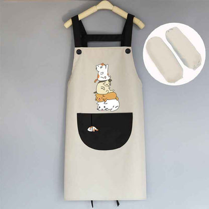 Tablier de cuisine coréen mignon pour femme adulte, résistant à l'eau et à l'huile.