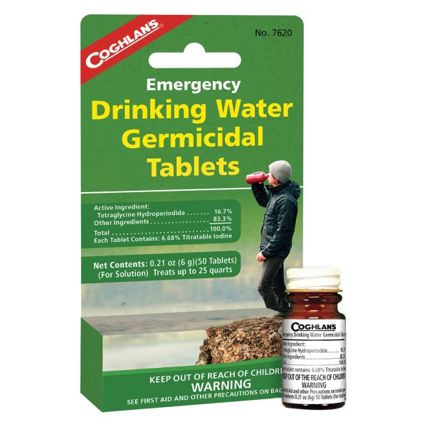 Comprimés d'eau potable (purification de l'eau) - 50 pièces