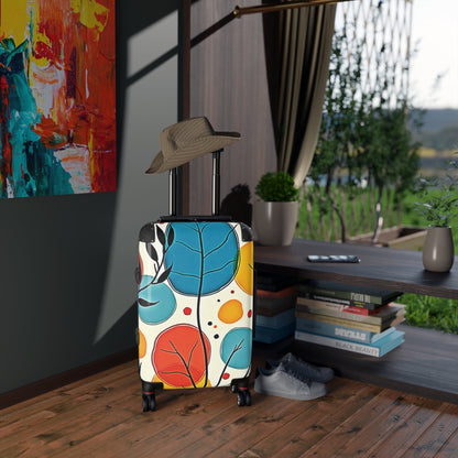 Valise Cabine Abstraite Feuilles Colorées - Bagage de Voyage avec Imprimé Botanique Vibrant