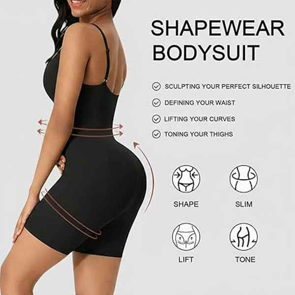 Caraco gainant taille de guêpe pour tous les jours, ouverture à l'entrejambe, gaine short sans enroulement - Body femme sculptant, contrôle ultime du ventre et effet push-up.