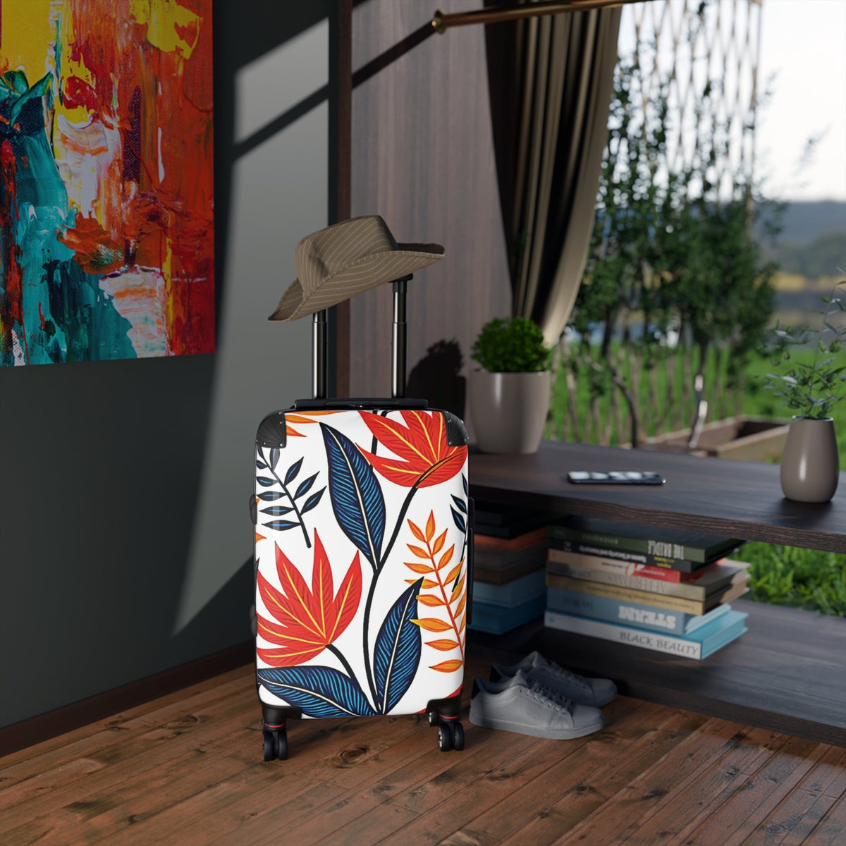 Valise cabine avec imprimé feuilles tropicales audacieux – Bagage de voyage coloré
