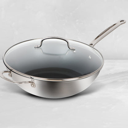 CUISINART 77IEL26-30HNSCC 12" EVERLASTING NON-STICK STAINLESS STEEL STIR-FRY PAN/WOK WITH COVER