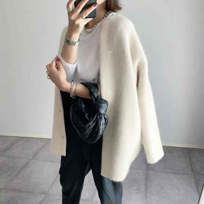Cardigans droits pour femme, couleur unie, tricotés, à la mode, pour l'automne et le printemps