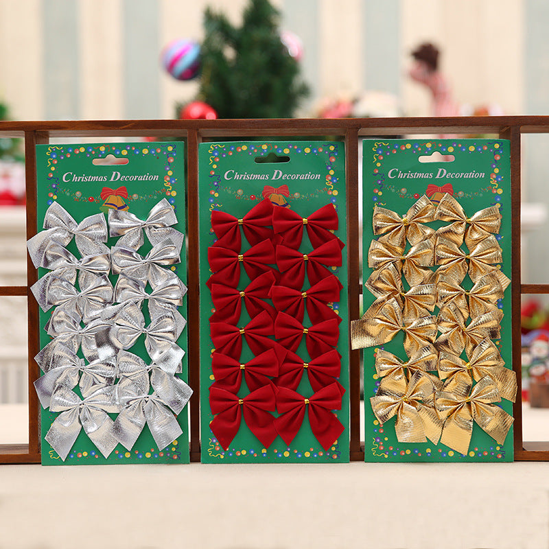 Christmas Tree Bow Ornaments, Festive Holiday Ribbon Decorations