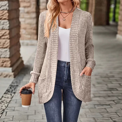 Manteau d’hiver mi-long décontracté pour femme avec poches – Veste d’extérieur automnale