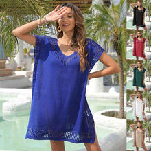 Robe Cache-maillot Été Col V Évidé Ample Robes de Plage Vacances en Bord de Mer Pour Femme