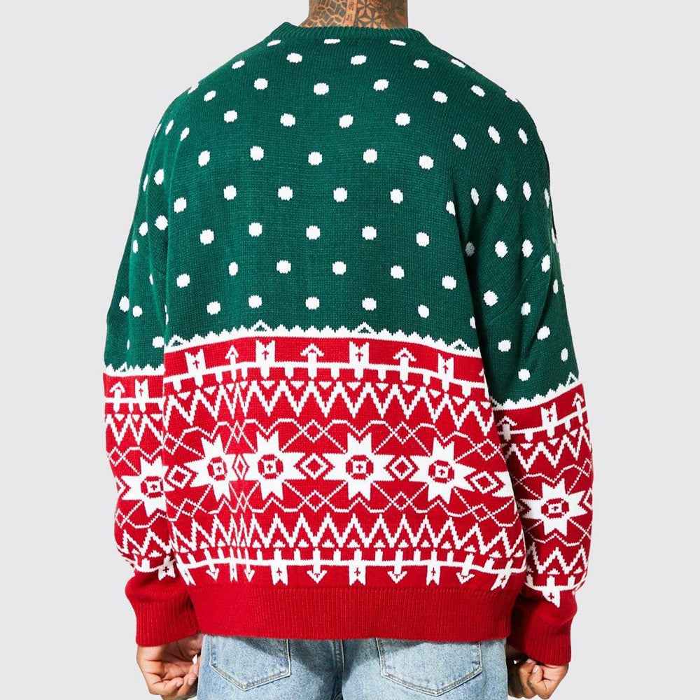 Pull de Noël à col rond pour homme – Pull en tricot coupe ample pour l'automne et l'hiver