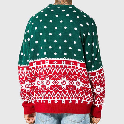 Pull de Noël à col rond pour homme – Pull en tricot coupe ample pour l'automne et l'hiver