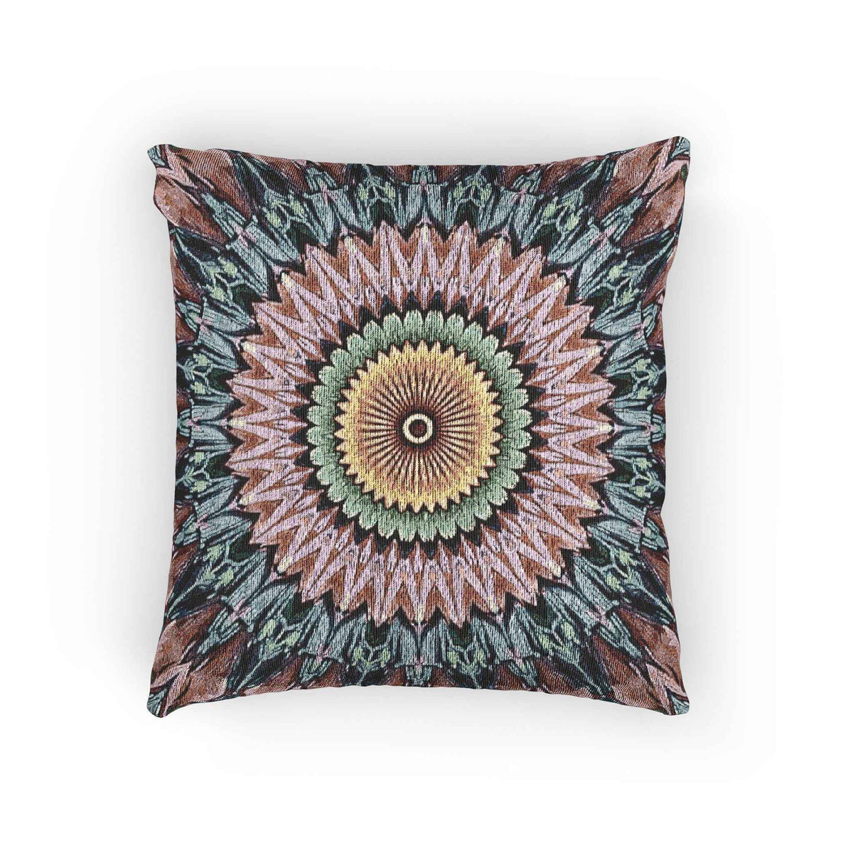 Mandala Sunburst Woven Pillow | Boho Geometric Decorative Cushion Cover