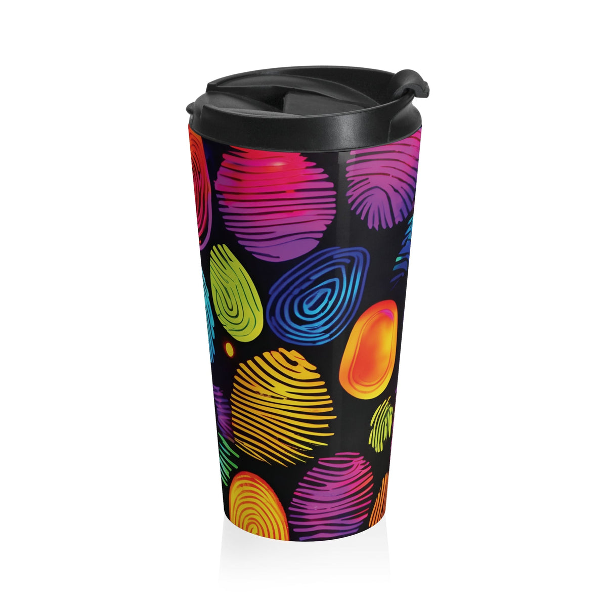 Tasse de voyage motif empreintes digitales arc-en-ciel | Acier inoxydable coloré à spirales