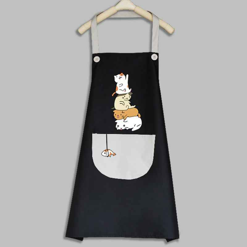 Tablier de cuisine coréen mignon pour femme adulte, résistant à l'eau et à l'huile.