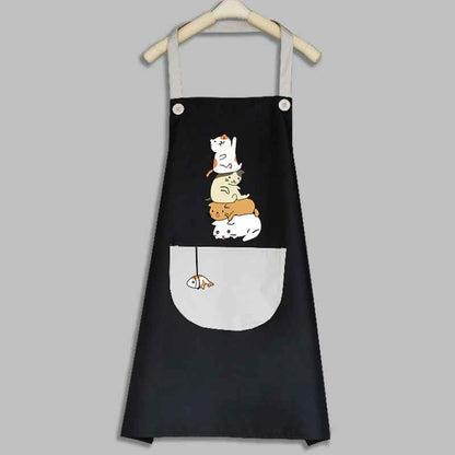 Tablier de cuisine coréen mignon pour femme adulte, résistant à l'eau et à l'huile.