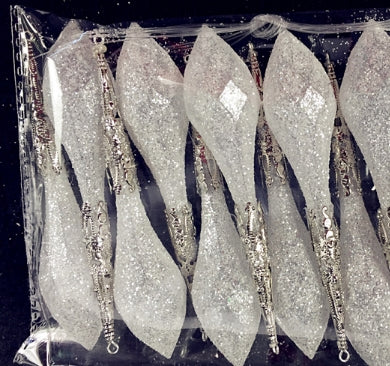 Acrylic Christmas Icicle Ornaments – 6pc Sparkling Tree Pendants