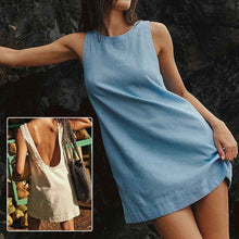 Robe d'été dos nu mode couleur unie sans manches robes de plage pour femmes