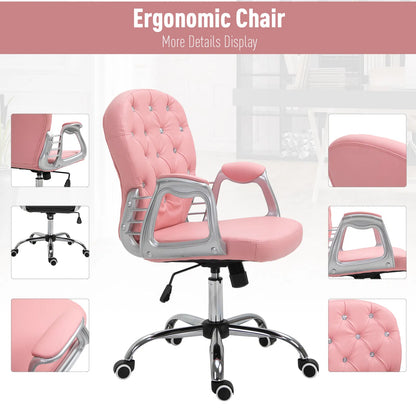 Chaise de bureau rose – Chaise d'ordinateur à hauteur réglable avec dossier capitonné (livraison aux États-Unis et au Canada uniquement)