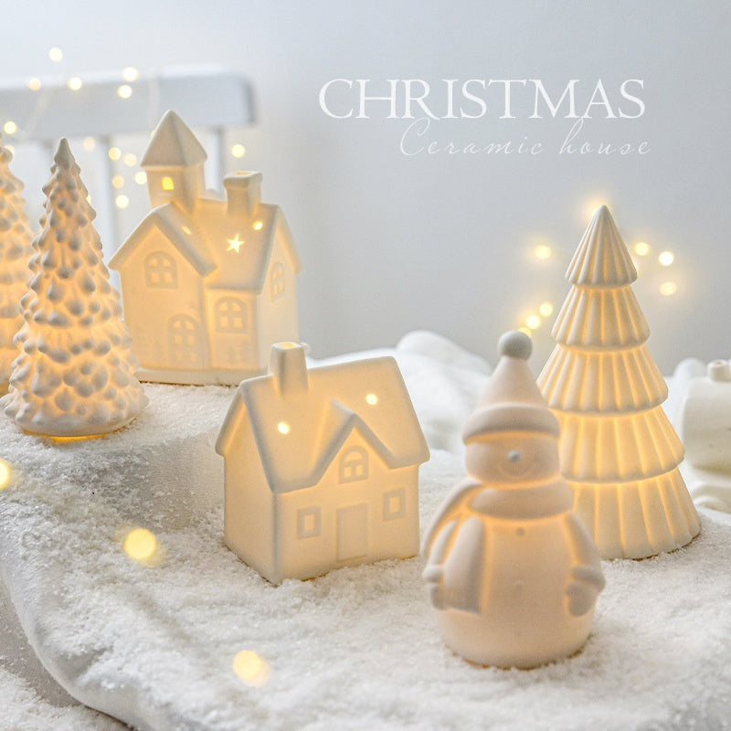 Ceramic Christmas Village – Luminous Desktop Holiday Decoration, 5 Styles