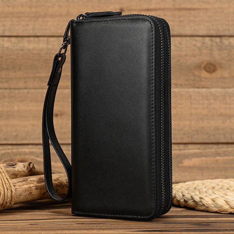 Men Genuine Leather Embossed Long Wallet Vintage Business Clutch