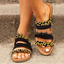 Mules de plage décontractées à motif floral et léopard