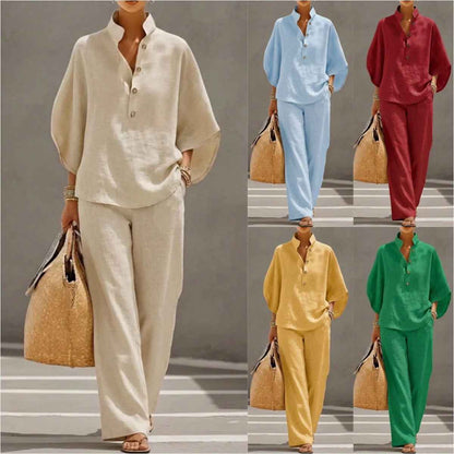 Ensemble de vêtements d'été pour femmes : haut pull ample à manches courtes et pantalon à jambes droites