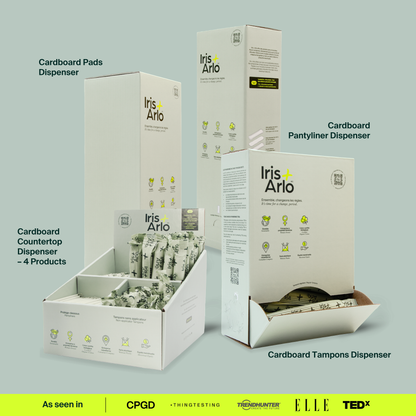Wall-Mounted Cardboard Dispenser, 100% Organic Cotton Tampons