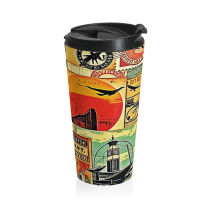 Mug de voyage — Gobelet en acier inoxydable style collage vintage