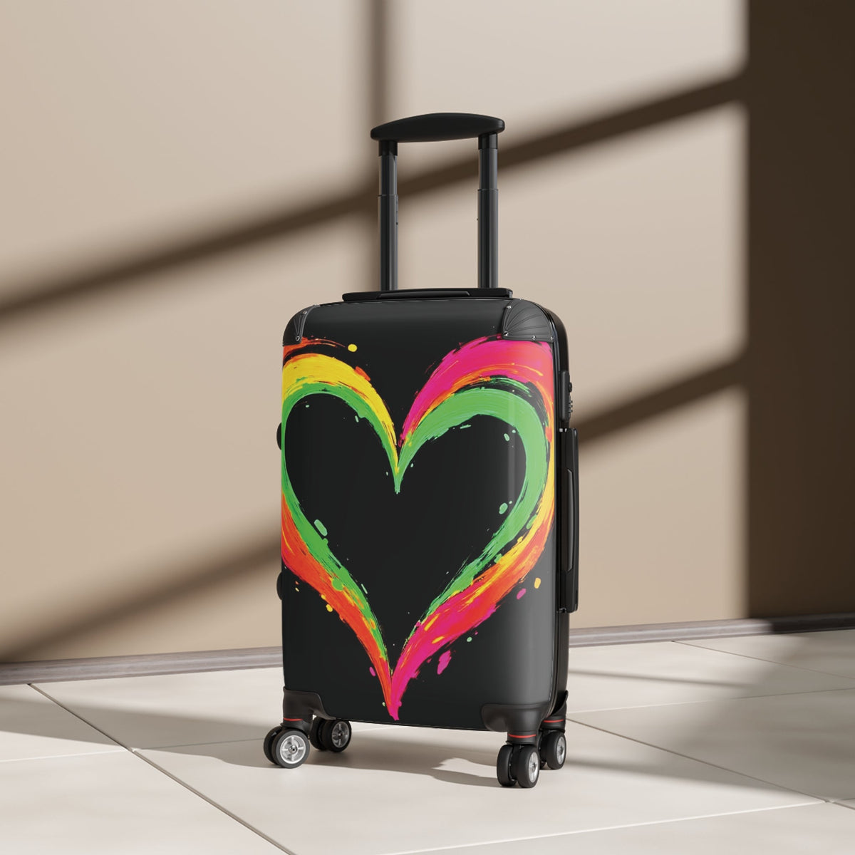 Valise Cœur Coloré – Bagage Cabine Cœur Peinture Néon