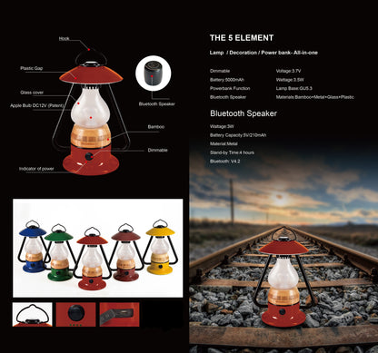 TRU De-LIGHT ROMANTICO Lampe LED tout-en-un, rechargeable, haut-parleur Bluetooth - ROUGE FEU / JAUNE / BLEU AQUA / VERT / NOIR
