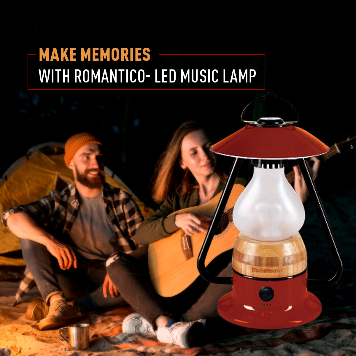 TRU De-LIGHT ROMANTICO Lampe LED tout-en-un, rechargeable, haut-parleur Bluetooth - ROUGE FEU / JAUNE / BLEU AQUA / VERT / NOIR