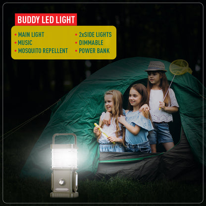 TRU De-LIGHT BUDDY Lampe LED dimmable / Batterie externe / Enceinte Bluetooth / Lampes latérales indépendantes - Musique / Décoration - Tout-en-un