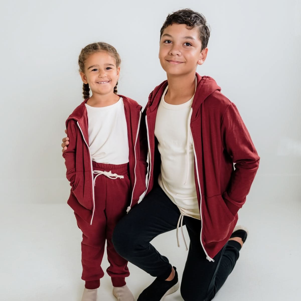 Youth Bamboo Fleece Zip-Up Hoodie | Terracotta