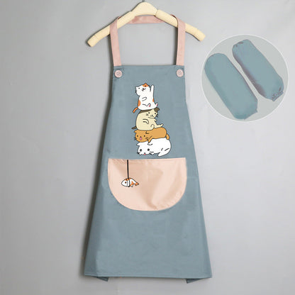 Tablier de cuisine coréen mignon pour femme adulte, résistant à l'eau et à l'huile.