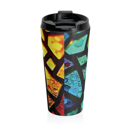 Stainless Steel Travel Mug — Rainbow Stained Glass Mosaic Insulated Tumbler