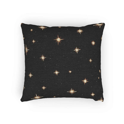 Oreiller tissé Étincelle Nuit Étoilée | Étoiles au point de croix noires