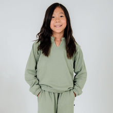 Youth Bamboo Fleece Collared Pullover | Sage
