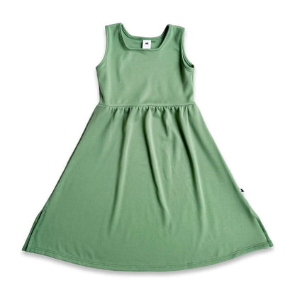 Kids' Bamboo Square Neck Midi Dress | Leaf Green