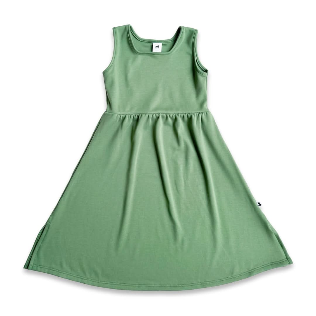 Kids' Bamboo Square Neck Midi Dress | Blue Checkers