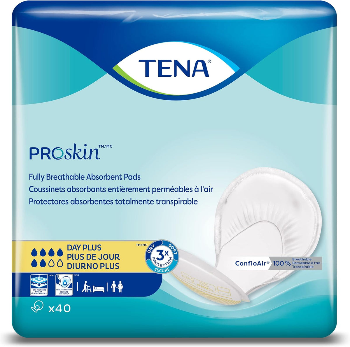 Tena Day Plus 2 Piece Incontinence Pads, 40 Count
