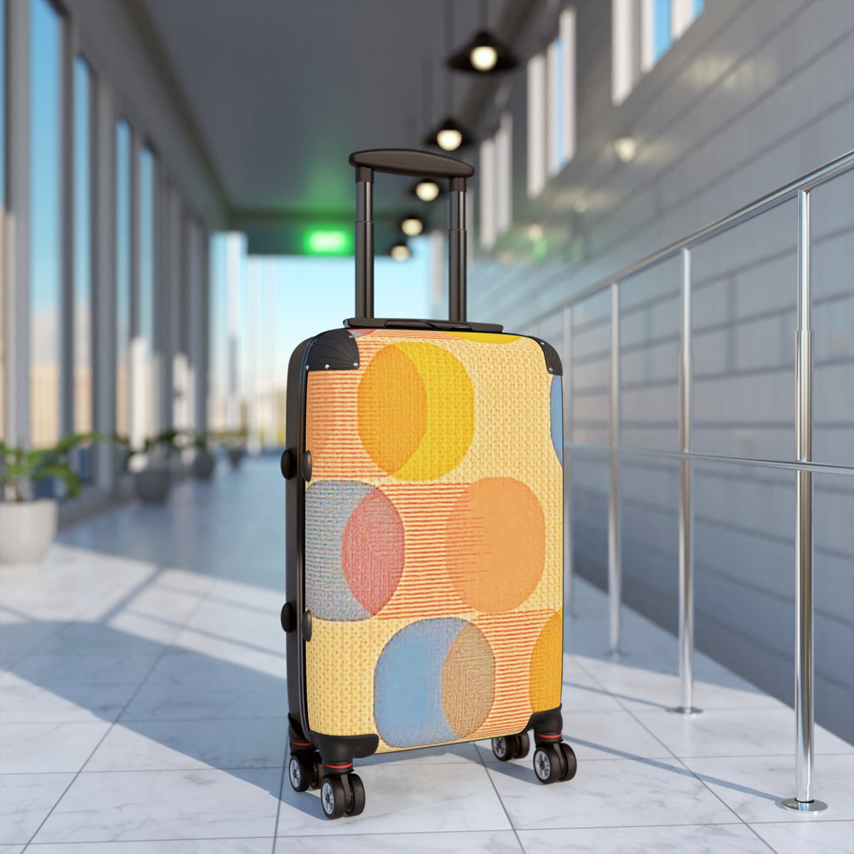 Valise Cabine Motif Cercle Rétro — Bagage de Voyage Géométrique Coloré