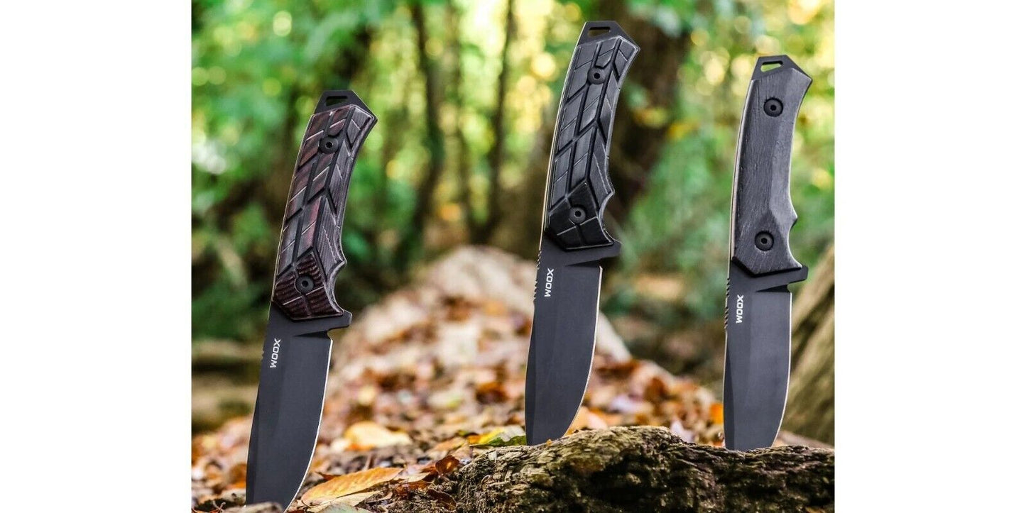 Couteau WOOX Rock 62 Mil-Spec, lame noire avec manche XGRIP