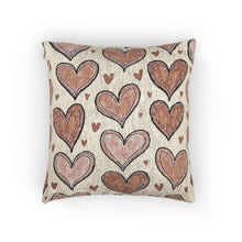 Coussin tressé à motif de cœurs roses | Jeté décoratif bohème Saint-Valentin