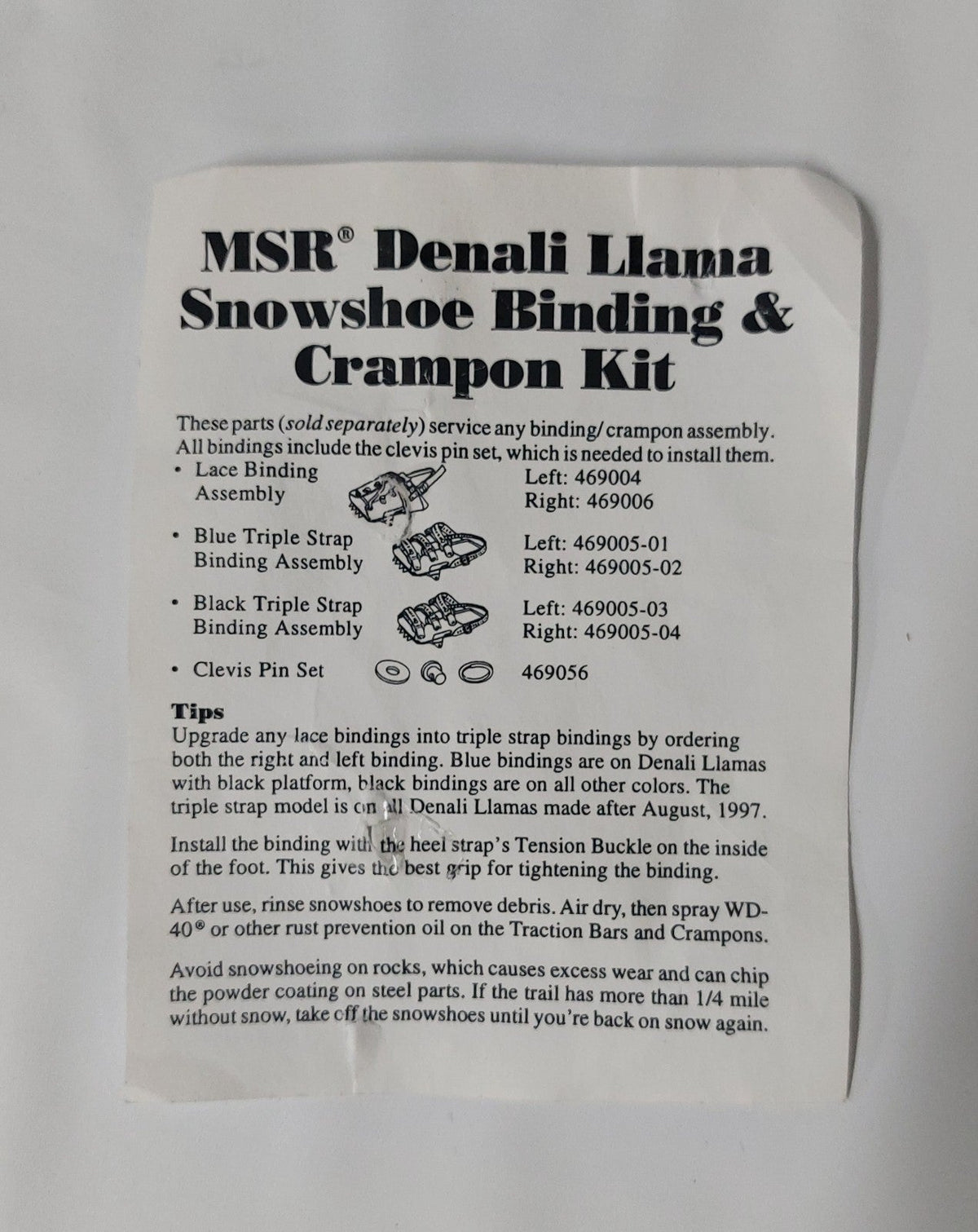 MSR Denali Llama Snowshoe Binding & Crampon Replacement Kit for Right Foot