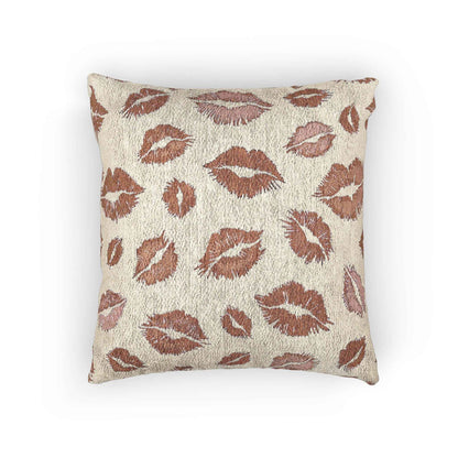 Oreiller tissé motif baisers | Coussin décoratif pour la maison et l'extérieur