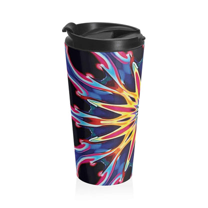 Tasse de voyage en acier inoxydable Mandala Kaléidoscope — Tumbler psychédélique coloré