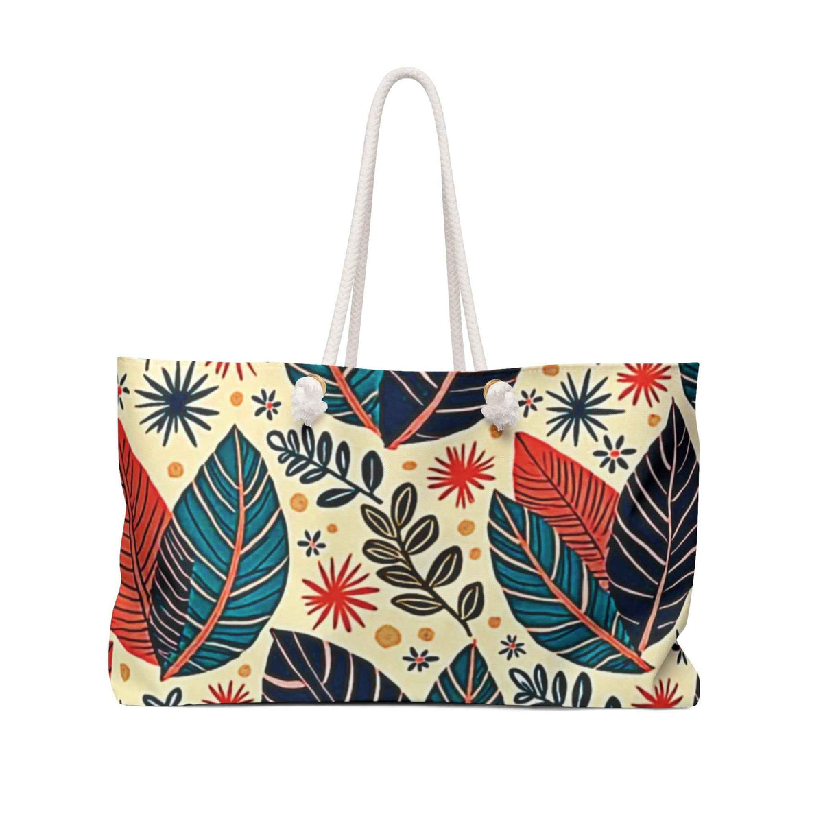 Sac de voyage Feuilles Tropicales Colorées | Grand Sac Fourre-tout Feuilles Florales pour Mamans Occupées