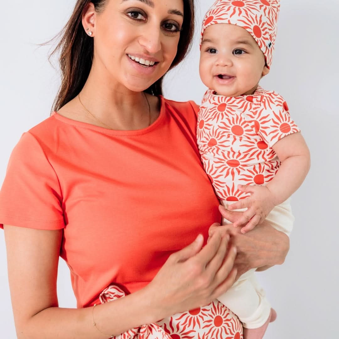 Bamboo Baby Short-Sleeved Bodysuit | Tangerine Crush