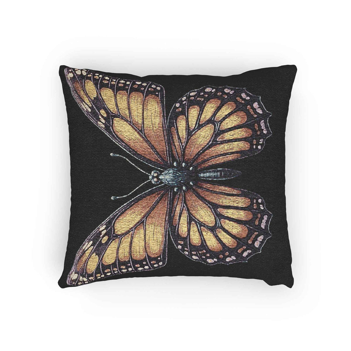 Coussin tissé Papillon Monarque | Coussin décoratif Papillon Pixel Art