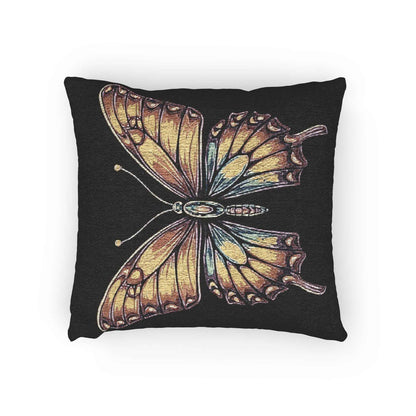 Coussin tissé Papillon doré | Coussin décoratif style tapisserie