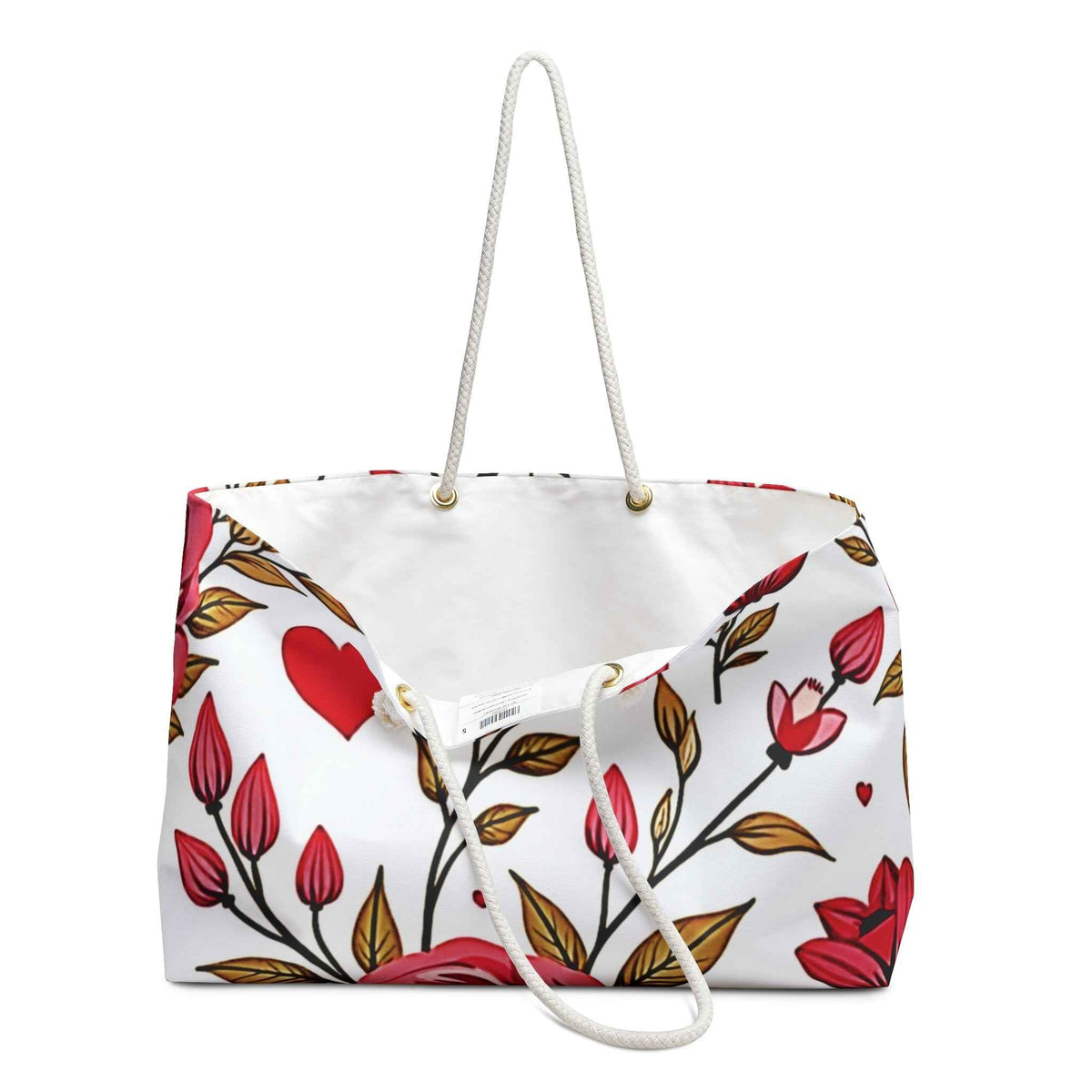 Sac de voyage cabas "Cœur Floral" | Fourre-tout de voyage "Gribouillis Romantique" | Sac de maman débordée | Cadeau pour maman